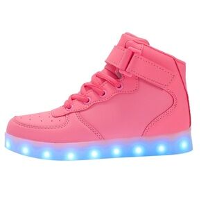 FLASH KICKS Pink LED Rechargeable High Top Sneakers In Box Size 8